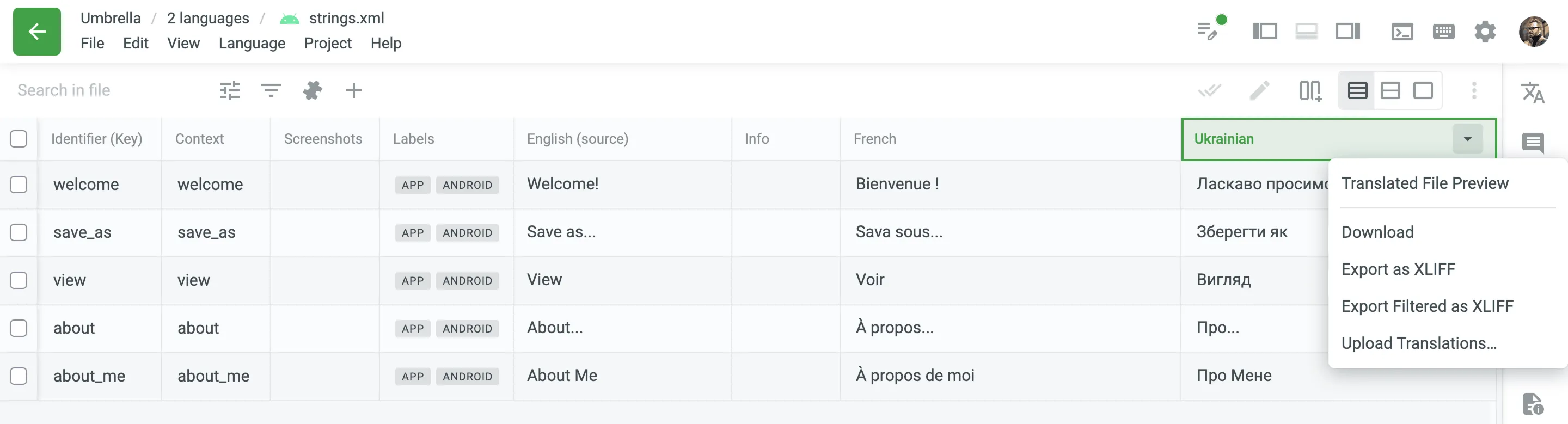 Export Filtered Strings from the Multilingual (Grid) mode
